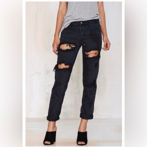 One Teaspoon Awesome Baggies Washed Black Destroyed Jeans Size 29